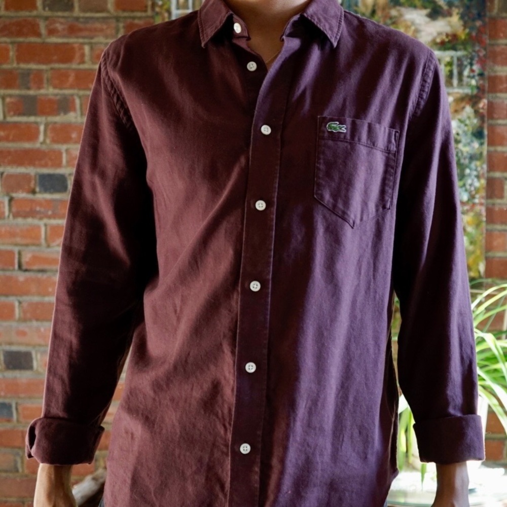 Lacoste Burgundy Button Up
